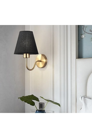 Burenze Modern Tasarım Duvar Aplik Gold Gövde Siyah Abajur