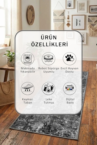 Tarz-gri Yıkanabilir Yolluk