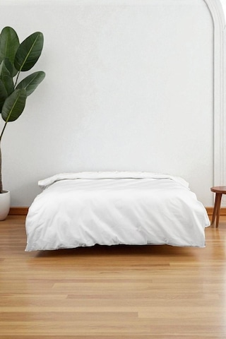 Pamuklu Beyaz Fermuarlı Yorgan Kılıfı Tek Kişilik 165x230 Cm Şilte Koruyucu Sağlıklı Kumaş Beyaz