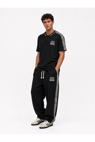 Respire Erkek Originals Şerit Detaylı Regular Fit Eşofman Takımı Siyah