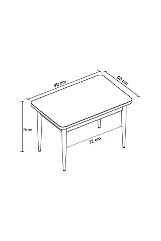 Pure Beyaz 60x90 Mdf Metal Ayaklı Sabit Üst Kalite Mutfak Masası, Yemek Masası, Salon Masası Beyaz