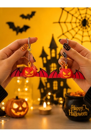 2'li Hareketli Balkabağı Yarasa Anahtarlık Halloween & Cadılar Bayramı Dekoratif Anahtarlık 3d Baskı Hediyelik Turuncu 2'li Hareketli Balkabağı Yarasa Anahtarlık Halloween & Cadılar Bayramı Dekoratif Anahtarlık 3d Baskı Hediyelik Turuncu