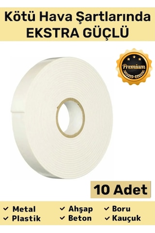 Premium Güç Kolay Uygulama Uzun Ömürlü Kuvvetli Yapışkan İz Bırakmaz 10 Adet Çift Taraflı Köpük Bant