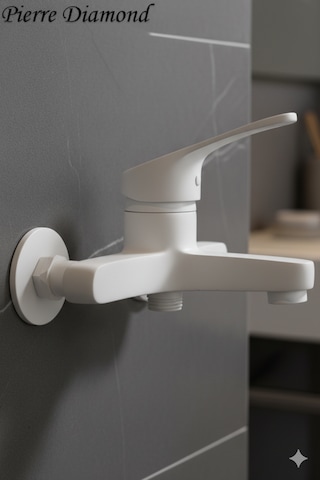 56623 Banyo Bataryası Duş Musluğu Musluk Armatür Siyah Beyaz Krom Gold Beyaz