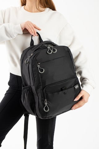 Sanmorris Unisex Çok Bölmeli Suya Dayanıklı Paraşüt Kumaş Laptop Bölmeli Ve Günlük Sırt Çantası 6027 Siyah