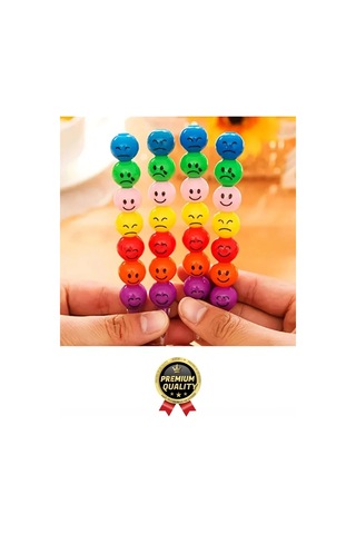 Özel Seri İlkokul Okul Öğrenci Renkli Hafif Eğlenceli Emoji Yüzlü Yumurtlayan Mini Kalem 4'lü Set