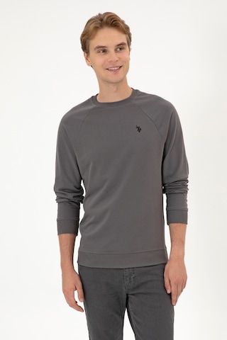 U.S. Polo Assn. Erkek Regular Fit Bisiklet Yaka Gri İnce Basic Sweatshirt 50313752-VR024