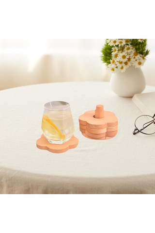 Homyl Çiçek Şekli Ahşap Bardak Altlıkları Çay Barı Için Kayın Diğer