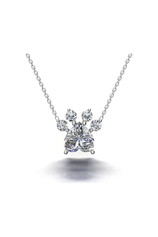 Gümüş Kedi Patisi Kolye Swarovski Taşlı 481610660
