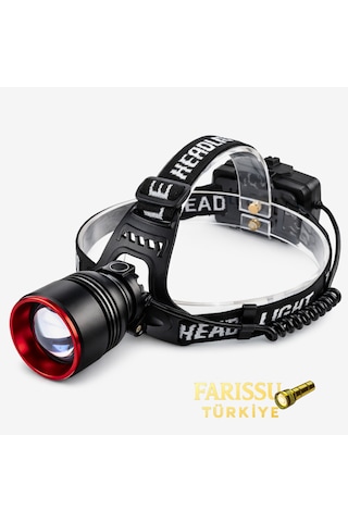40w 4000 Lümen Sensörlü Kafa Lambası + 3 Adet Yedek Pilli Mega Paket Toplam 6 Pil Siyah