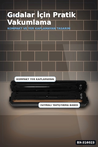 Gıda Vakum Makinesi - Ev Tipi Poşet Vakumlama Ve Güçlü Yapıştırma Cihazı Bx-316023