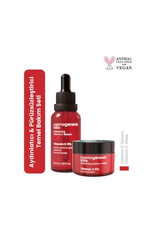 Cosmogenesis Labs Aydınlatıcı ve Pürüzsüzleştirici Temel Cilt Bakım Seti Vegan