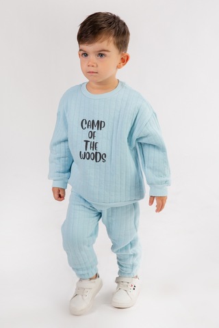 Erkek Çocuk Kapitone Kumaş Alt Üst Takım Mavi