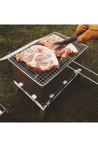 Jeehugo Stainless Steel Çift Katlı Çıkmaz Isıtıcı, 3-5 Kişilik Kamp Füme Mangal, Taşınabilir Çıkarılabilir Izgara, Hafif Ve Dayanıklı, Doğal Odun Yakıcı Çok Renkli