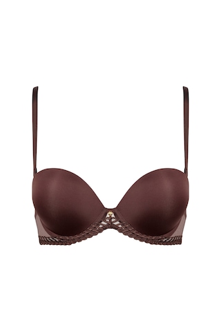 Aubade Sheer Emotion Bandeau Sütyen, Balenli, Çıkarılabilir Askılı Ve Grafik Işlemeli Model Koyu Kahve