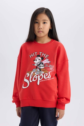 DeFacto Kız Çocuk Disney Mickey & Minnie Oversize Geniş Kalıp Bisiklet Yaka Sweatshirt D4377A824WNRD348 Kırmızı