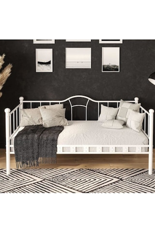 Reyo Kamelya Sedir Metal Karyola Beyaz 90x200