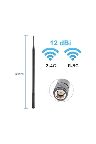 12Dbi 39Cm Anten Sma Erkek 2.4Ghz 5.8Ghz Dual Band Rf Gsm Wifi