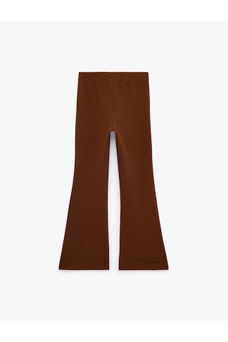 Koton Yırtmaç Detaylı Slim Fit İspanyol Paça Tayt Kahverengi 7wkg40173ak Kahve