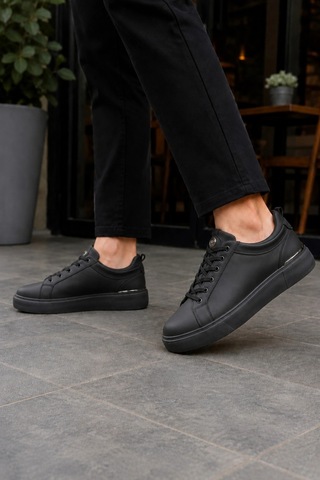 Ht Hotin Lynx Erkek Günlük Sneaker Bağcıklı Rahat Tabanlı Şık Casual Spor Ayakkabı - Siyah