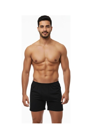 Enmodaiçgiyim 7 Adet Siyah %100 Pamuk Rahat Kesim Erkek Paçalı Külot Boxer