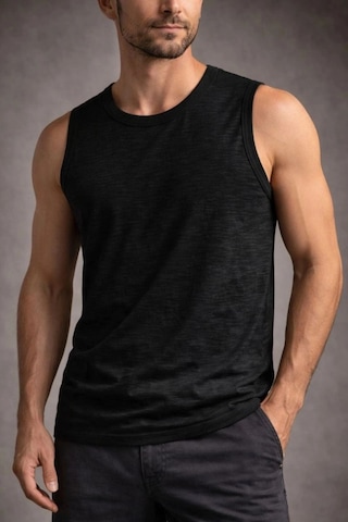 Freedom Store Erkek Flamlı Kumaş Kolsuz Atlet Günlük Fitness Spor T-shirt - Siyah