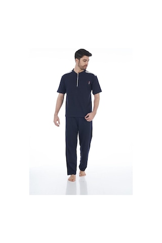 Estiva 22261 Erkek Penye Apolet Desenli Kısa Kollu Pijama Takımı