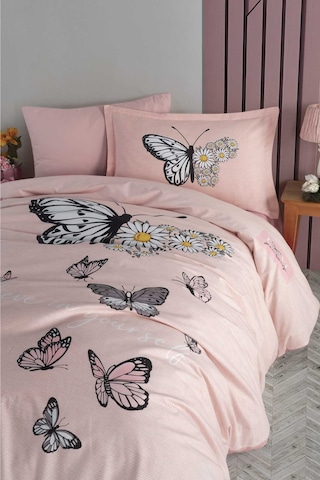 Clasy Tek Kişilik Ranforce Nevresim Takımı Daisy Love Somon