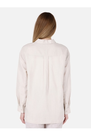 Colin's Colins Relaxed Fit Shirt Neck Düz Kadın Bej Uzun Kol Gömlek Cl1068538 Q1.v2 Beı Bej