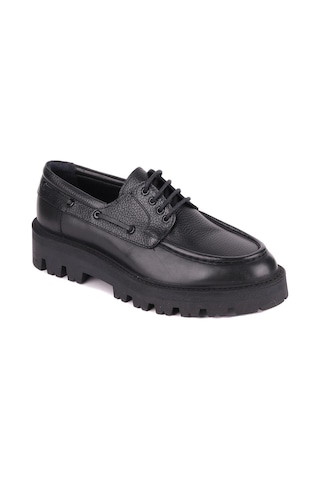 Shoetyle - Siyah Hakiki Deri Bağcıklı Erkek Günlük Ayakkabı 115-k512-1327 Siyah
