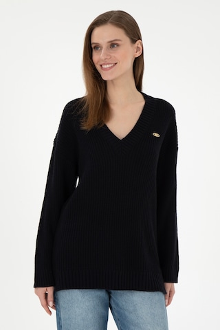 U.S. Polo Assn. Kadın Lacivert V Yaka Kazak 50297120-VR033