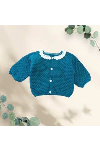 El İşi Yün Hırka Petrol Yeşili