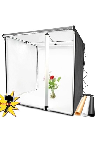 Luve Store 80x80x80 Cm Led Fotoğraf Çekim Çadırı 126 Led 84w Profesyonel Ürün Fotoğraf Çadırı Siyah