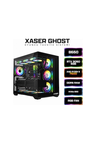 Xaser GHOST X20 R5-7600 16 GB 1 TB M.2 NVMe SSD 6 GB RTX3050 Free Dos Masaüstü Oyuncu Bilgisayarı