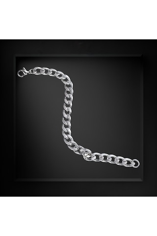 Çelik Bileklik Örgü Zincir Model 0.7 Mm Uzunluk 21 Cm Gümüş Silver Gümüş