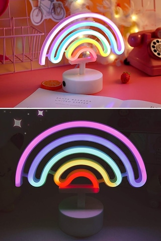 Plastik Gökkuşağı Neon Led Işık Dekoratif Renkli Masaüstü Ve Ambiyans Aydınlatması Diğer