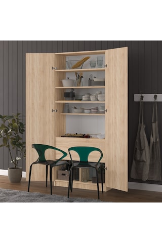 Asra Trend Modern Dolaplı Çalışma Masası MD001 %100 MDF Katlanır Raflı Ofis Yemek Masası