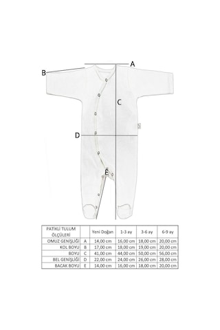 Boumini Yeni Doğan Patikli Bebek Tulumu 0-6 Ay Mavi Tembel Hayvan