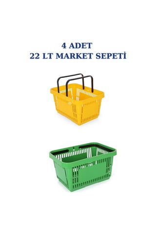 4 adet 22Litre Market ve Alışveriş Sepeti, Saplı Market Sepeti R5