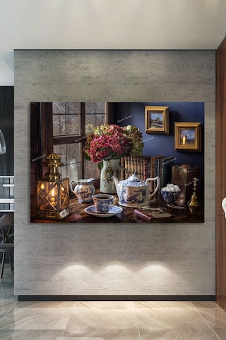 Çay Keyfi Mutluluk Çayı Dekoratif Cafelere Kafelere Özel Dekoratif Kanvas Tablo 60 x 40