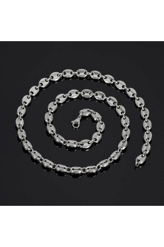 Novahub Altın Paslanmaz Çelik Hip Hop Kahve Çekirdek Zincir Kolye, Domuz Burun Bilezik, Punk Stil, 11mm-20cm Uzunluk Altın