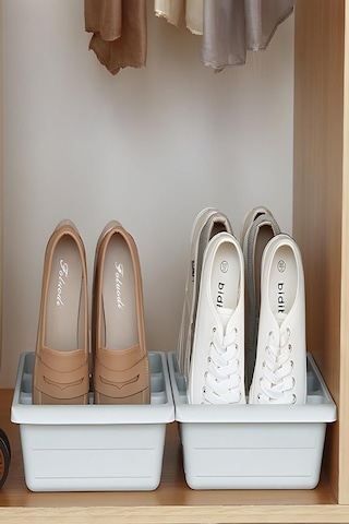 6 Adet Roma 3 Bölmeli Ayakkabı Terlik Organizatörü Dikey Ayakkabı Rampası Kutusu