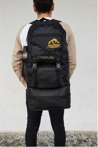 Ebitda Montana Mountainer 80l Siyah Çift Körük Su Geçirmez Sırt Çantası - Kamp & Yürüyüş İçin Uygun Siyah