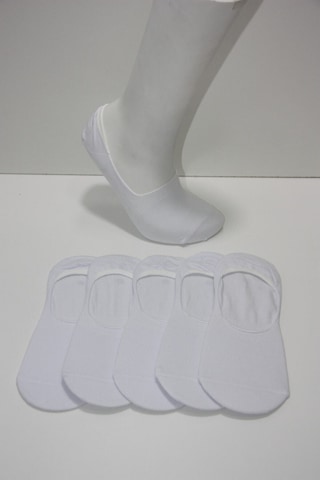 Nacar Store Erkek Beyaz Pamuklu Basic Babet Çorap 5'li