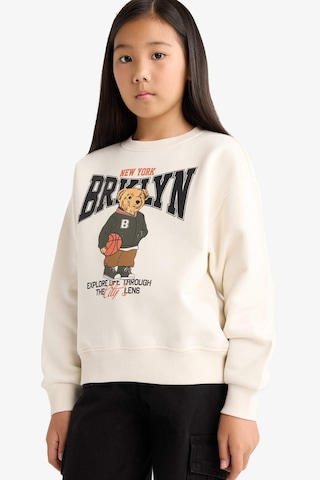 Defacto Kız Çocuk Relax Fit Bisiklet Yaka Baskılı İçi Yumuşak Tüylü Sweatshirt E6780a825wner105 Ekru