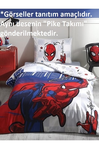 Özdilek Lisanslı Tek Kişilik Çocuk Pike Takımı-spiderman Blue Mavi