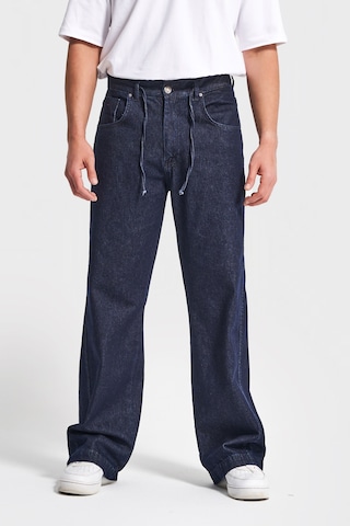 Itsbasic Erkek İndigo Renk Nc17 7w5-50 Relaxed Baggy Fit Kemeri Bağcıklı İç Boy 79cm %100 Koton Denim Jean