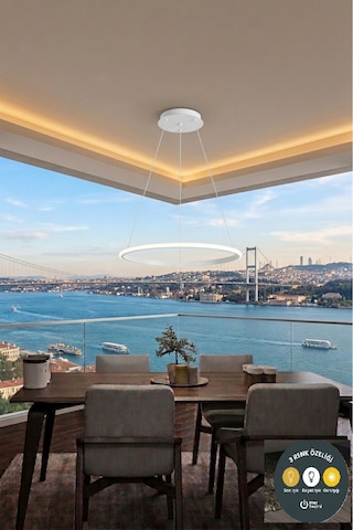 Tekli Halka Beyaz Led Sarkıt Avize 3 Renkli Modern Salon & Antre Aydınlatma 40 Cm