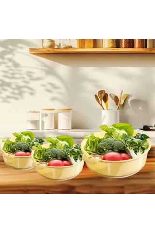 Homyl 3 Parça Sebze Yıkama Sepeti Ev Tezgahı Restoran İçin Pratik Sarı