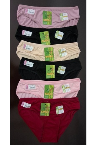 Tutku Elit 2711 Kadın Bambu Düz Bikini Külot 6 Adet Çok Renkli